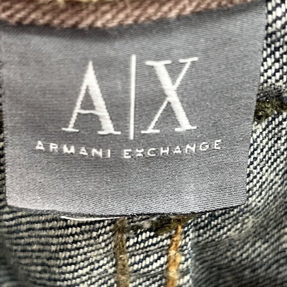Armani Exchange A/X Jeans 33x26 Blue Denim Straight Fit EUC Distressed - Picture 8 of 10
